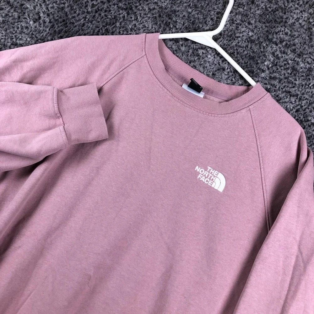The North Face Sweatshirt Mens Medium Pink Fleece Pullover Crewneck Logo Graphic
